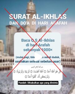 DERAJAT HADIS MEMBACA SURAT AL IKHLAS 1000X PADA HARI ARAFAH